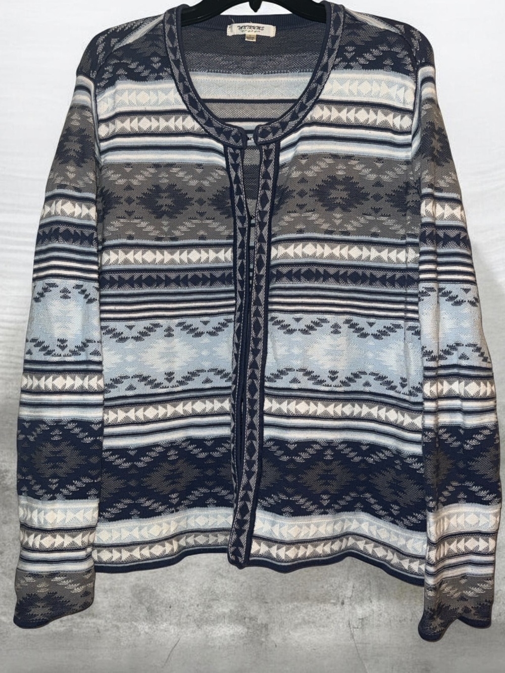 Tantrums Blue Multi Patterned Boho Open-Front Cardigan